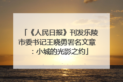 《人民日报》刊发乐陵市委书记王晓勇署名文章：小城的光影之约