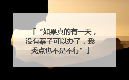 “如果真的有一天，没有案子可以办了，我秃点也不是不行”