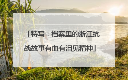 特写：档案里的浙江抗战故事有血有泪见精神