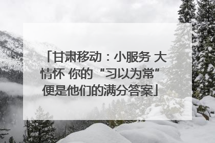 甘肃移动：小服务 大情怀 你的“习以为常”便是他们的满分答案