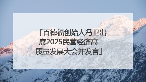 百德福创始人冯卫出席2025民营经济高质量发展大会并发言