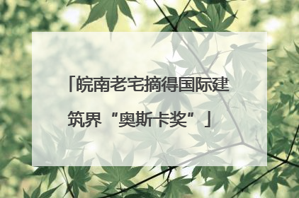 皖南老宅摘得国际建筑界“奥斯卡奖”