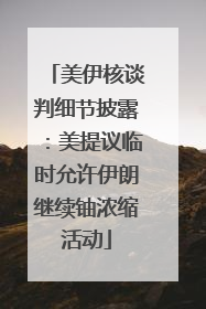 美伊核谈判细节披露：美提议临时允许伊朗继续铀浓缩活动