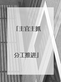 主官主抓 分工推进