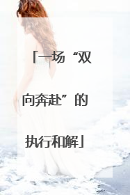 一场“双向奔赴”的执行和解