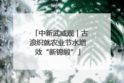 中新武威观｜古浪织就农业节水增效“新锦缎”