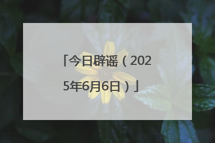 今日辟谣（2025年6月6日）