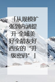 从规模扩张到内涵提升 全域美好全龄友好西安的“升级密码”