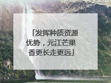 发挥种质资源优势，元江芒果香更长走更远