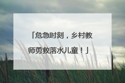 危急时刻，乡村教师勇救落水儿童！