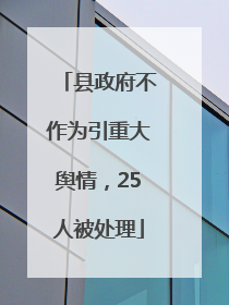 县政府不作为引重大舆情，25人被处理