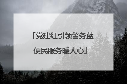党建红引领警务蓝 便民服务暖人心