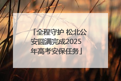 全程守护 松北公安圆满完成2025年高考安保任务