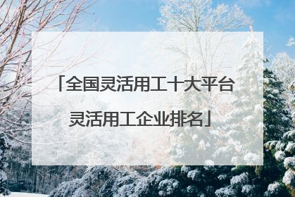 全国灵活用工十大平台 灵活用工企业排名
