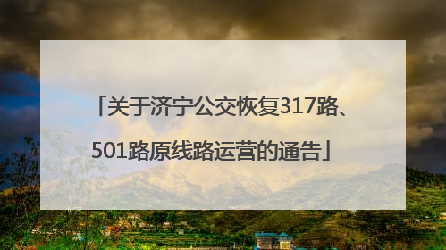 关于济宁公交恢复317路、501路原线路运营的通告