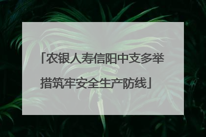 农银人寿信阳中支多举措筑牢安全生产防线
