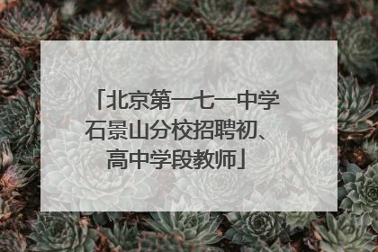 北京第一七一中学石景山分校招聘初、高中学段教师