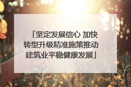 坚定发展信心 加快转型升级精准施策推动建筑业平稳健康发展