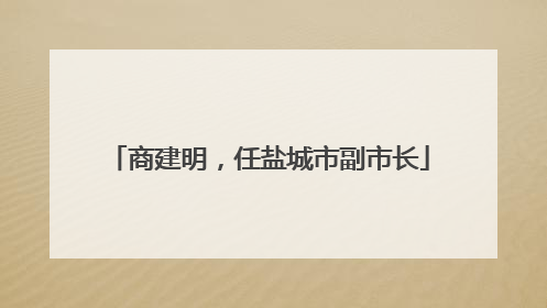 商建明，任盐城市副市长