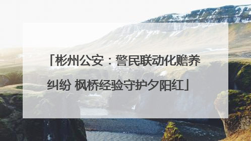 彬州公安：警民联动化赡养纠纷 枫桥经验守护夕阳红