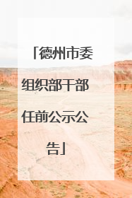 德州市委组织部干部任前公示公告