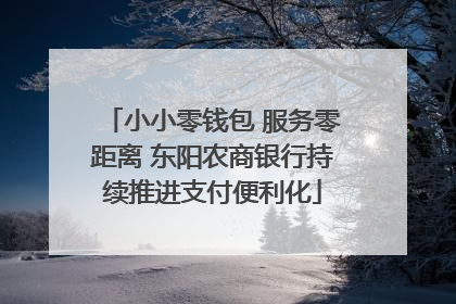 小小零钱包 服务零距离 东阳农商银行持续推进支付便利化