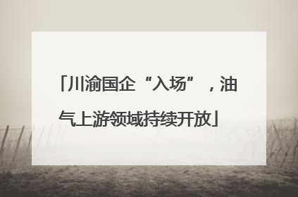 川渝国企“入场”，油气上游领域持续开放
