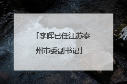 李晖已任江苏泰州市委副书记