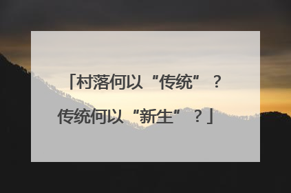 村落何以“传统”？传统何以“新生”？