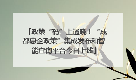 政策“码”上通晓！“成都惠企政策”集成发布和智能查询平台今日上线