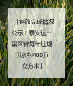 整改完成情况公示！泰安这一景区曾每年违规引水约400万立方米