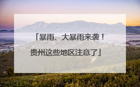 暴雨、大暴雨来袭！贵州这些地区注意了