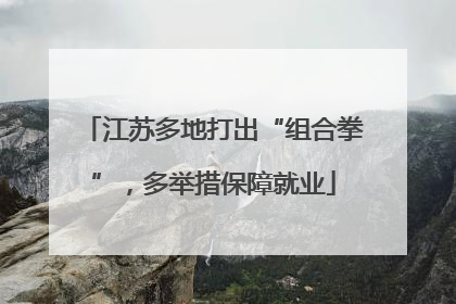 江苏多地打出“组合拳”，多举措保障就业
