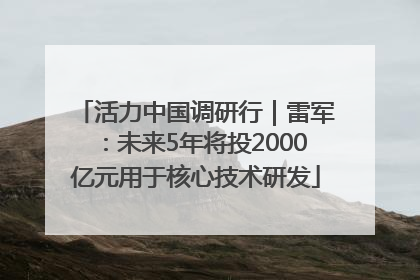 活力中国调研行｜雷军：未来5年将投2000亿元用于核心技术研发
