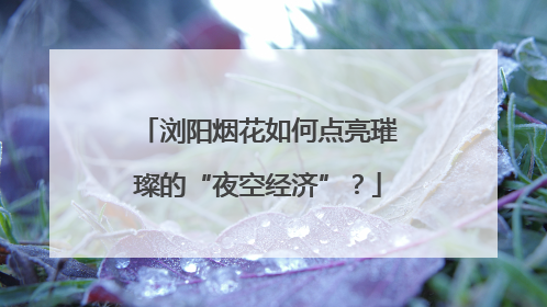 浏阳烟花如何点亮璀璨的“夜空经济”？
