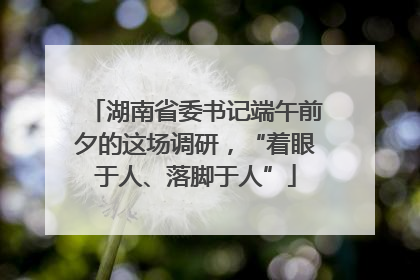 湖南省委书记端午前夕的这场调研，“着眼于人、落脚于人”