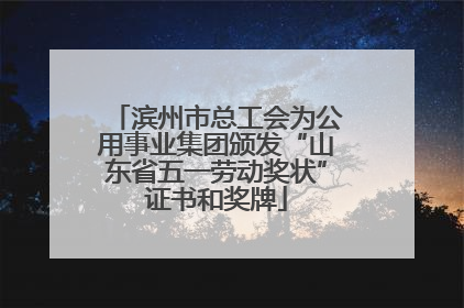 滨州市总工会为公用事业集团颁发“山东省五一劳动奖状”证书和奖牌