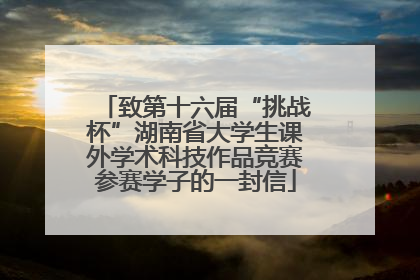 致第十六届“挑战杯”湖南省大学生课外学术科技作品竞赛参赛学子的一封信