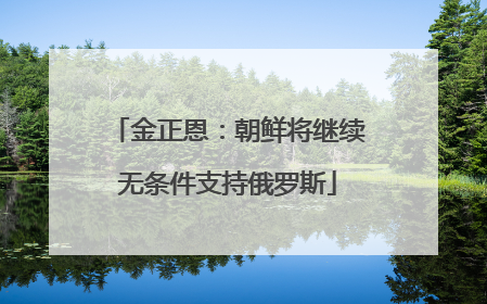 金正恩：朝鲜将继续无条件支持俄罗斯