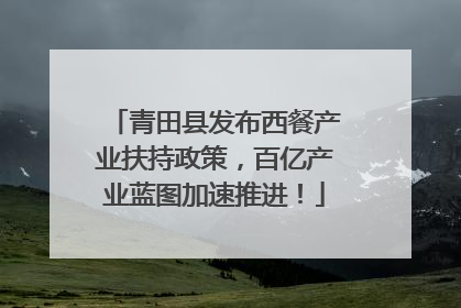 青田县发布西餐产业扶持政策，百亿产业蓝图加速推进！