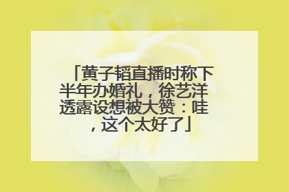 黄子韬直播时称下半年办婚礼，徐艺洋透露设想被大赞：哇，这个太好了