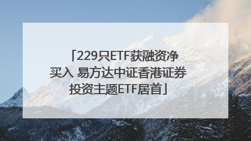 229只ETF获融资净买入 易方达中证香港证券投资主题ETF居首